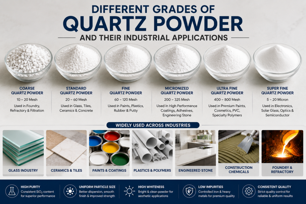 Different Grades of Quartz Powder and Their Industrial Applications: A Complete Guide different grades quartz